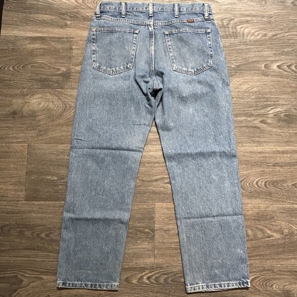 Vintage Rustler Jeans Mens Denim 34x29 Classic Straight Fit Light Wash Workwear - Picture 3 of 10